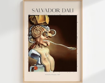 Portret van Picasso - 1947, Salvador Dali Print, Salvador Dali Paint, Salvador Dali Artwork, Salvador Dali Art, Salvador Dali Poster