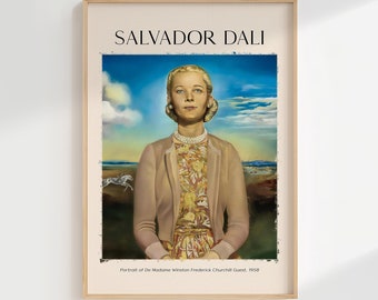 Retrato de De Madame Winston Frederick Churchill Guest - 1958, Impresión de Salvador Dalí, Pintura de Salvador Dalí, Obra de arte de Salvador Dalí