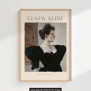 Portrait of a lady in black - 1894, Gustav Klimt Print, Gustav Klimt Paint, Gustav Klimt Artwork, Gustav Klimt Art, Gustav Klimt Poster
