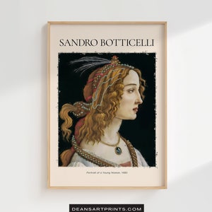 Portrait of a Young Woman - 1480, Sandro Botticelli Print, Sandro Botticelli Paint, Sandro Botticelli Artwork, Sandro Botticelli Art