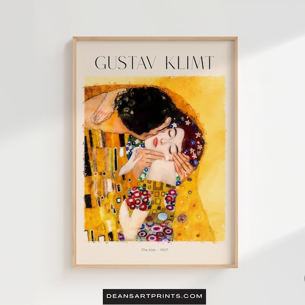 L'impression de baiser, impression de Gustav Klimt, portrait moderne, impression Art nouveau, affiche d'amour romantique, impression d'art mural imprimable numérique