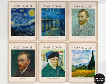 Van Gogh Set of 8 Prints, Gallery Wall Set, Van Gogh, Van Gogh Exhibition Poster, Vintage Art Print, Printable Wall Art