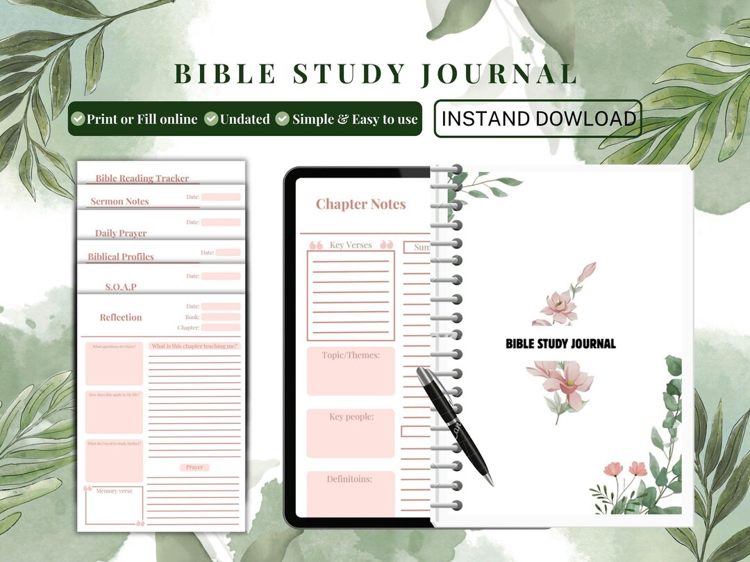 Digital Bible Study Journal - Printable - in Depth Bible Study for ...