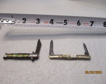 Two Vintage Pen Knives Pretty Handles "Germany" and "Hammer" Tang Stamps 1950s Collectible