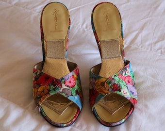 Mr. Kimel California Vintage Floral Fabric Springolator High Heels