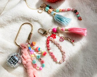 Swift Charms | Bag Charms | Keychains | TS | Showgirl | Taylor | handmade | whimsy wear | Beaded Keychain & Bag Charms