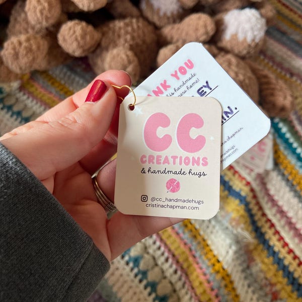 Editable Price Tag and Care Instructions Tag Template, Crochet / Knit Handmade Products, Market Hang Tag, Canva Template