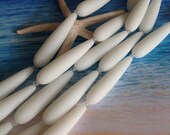 Sea glass teardrop bead-35x9mm white beach glass-cultured sea glass-beach glass drop-frosted opaque glass-drilled glass-beading supply-beach