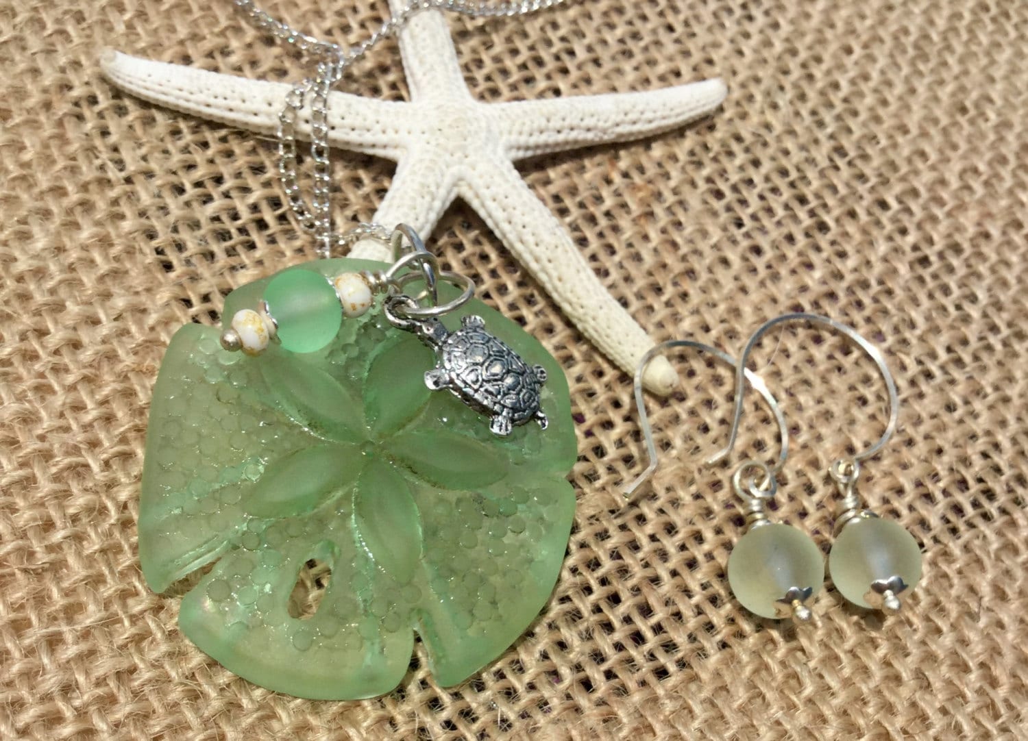 Sea Glass Jewelry Set Beach Glass Jewelry Cultured Sea  Etsy