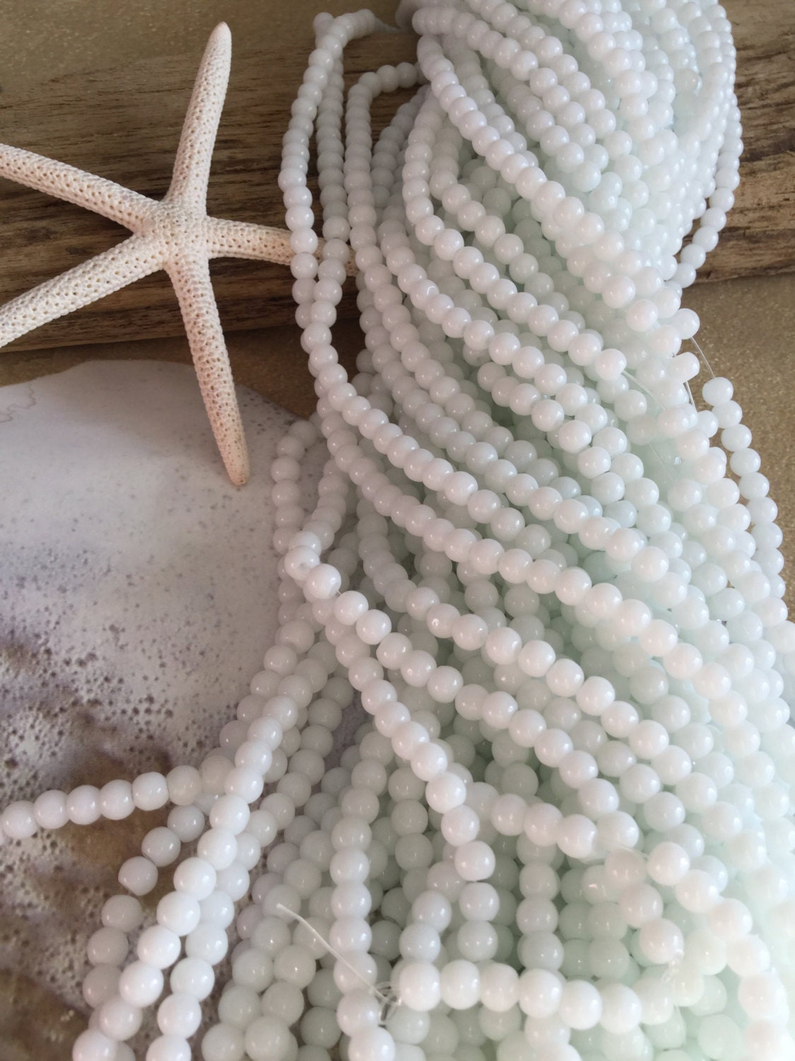 4 mm opaque white glass beads round white glass 80 glass | Etsy