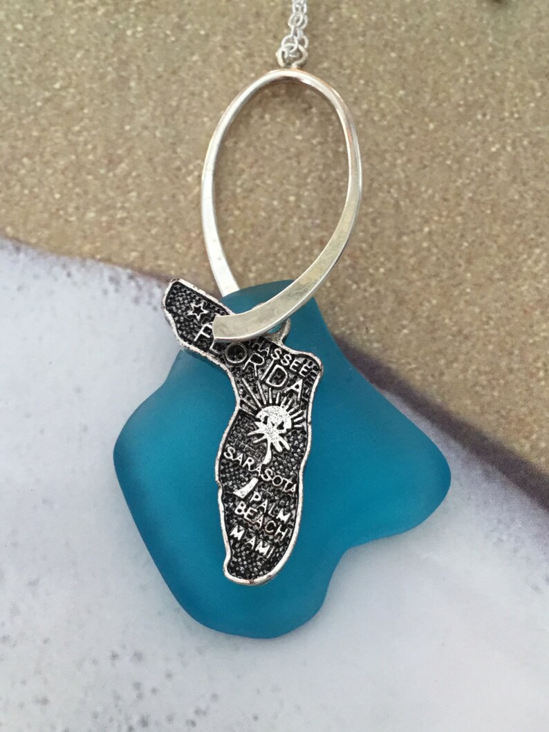 Florida Sea Glass Necklace Beach Glass Necklacees Seglass Etsy