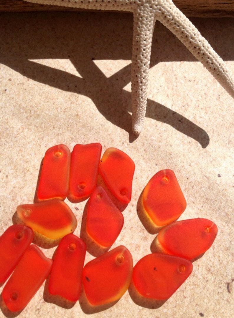 6 pc sea glass beadsmall beach glass pendantcultured sea Etsy