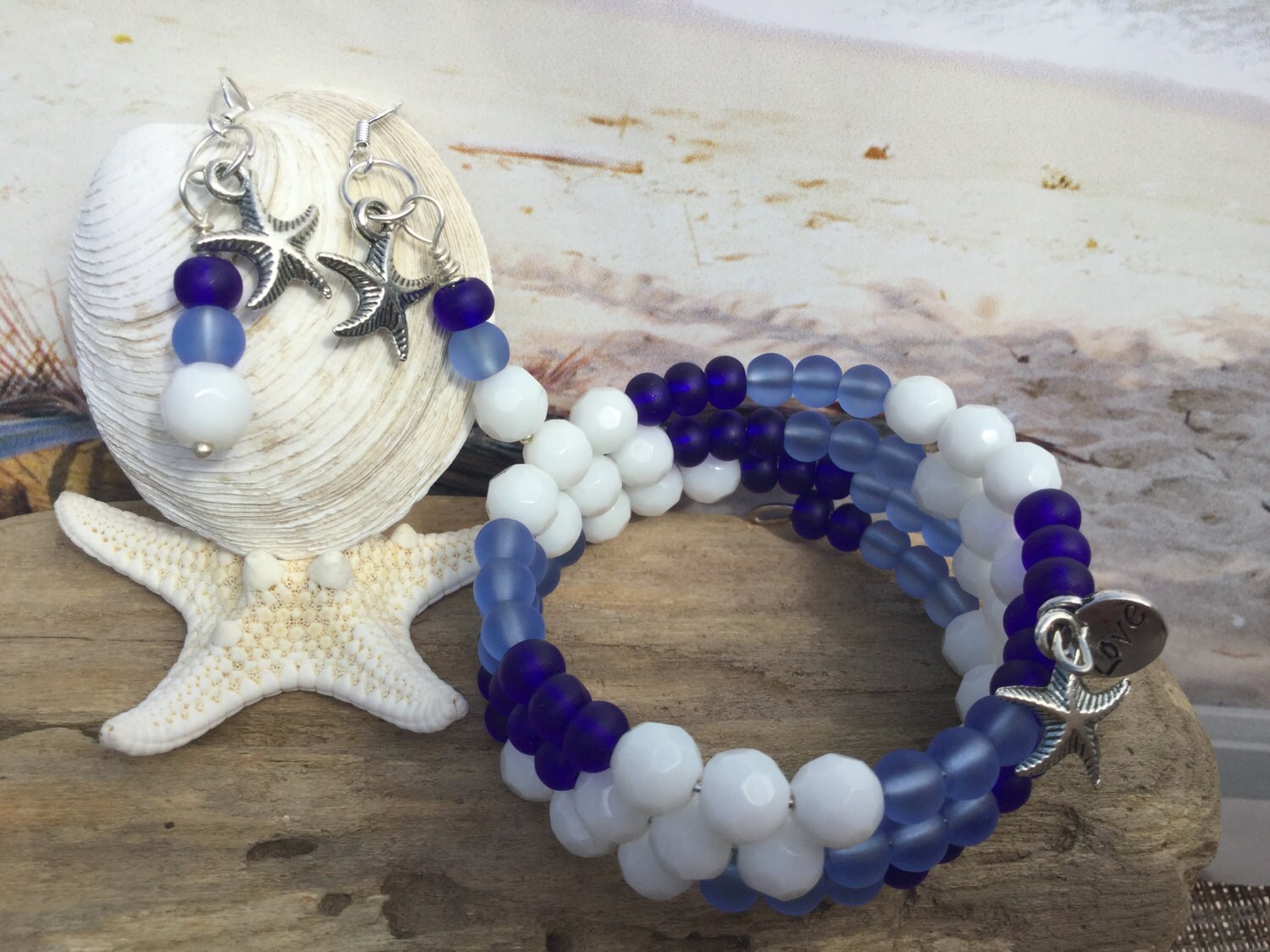 Stacking sea glass jewelry set beach glass bracelet sea glass | Etsy