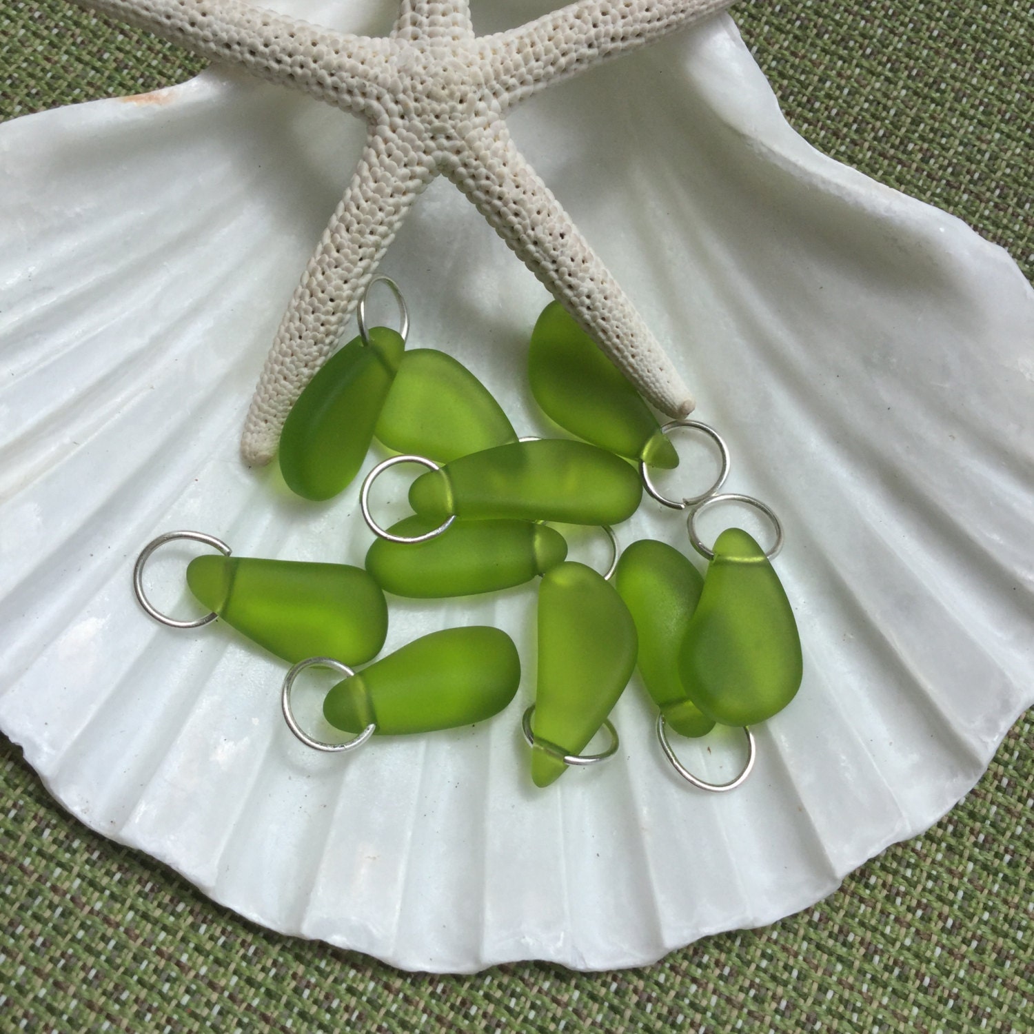 Sea glass charm beads sea glass beads add a charm green Etsy