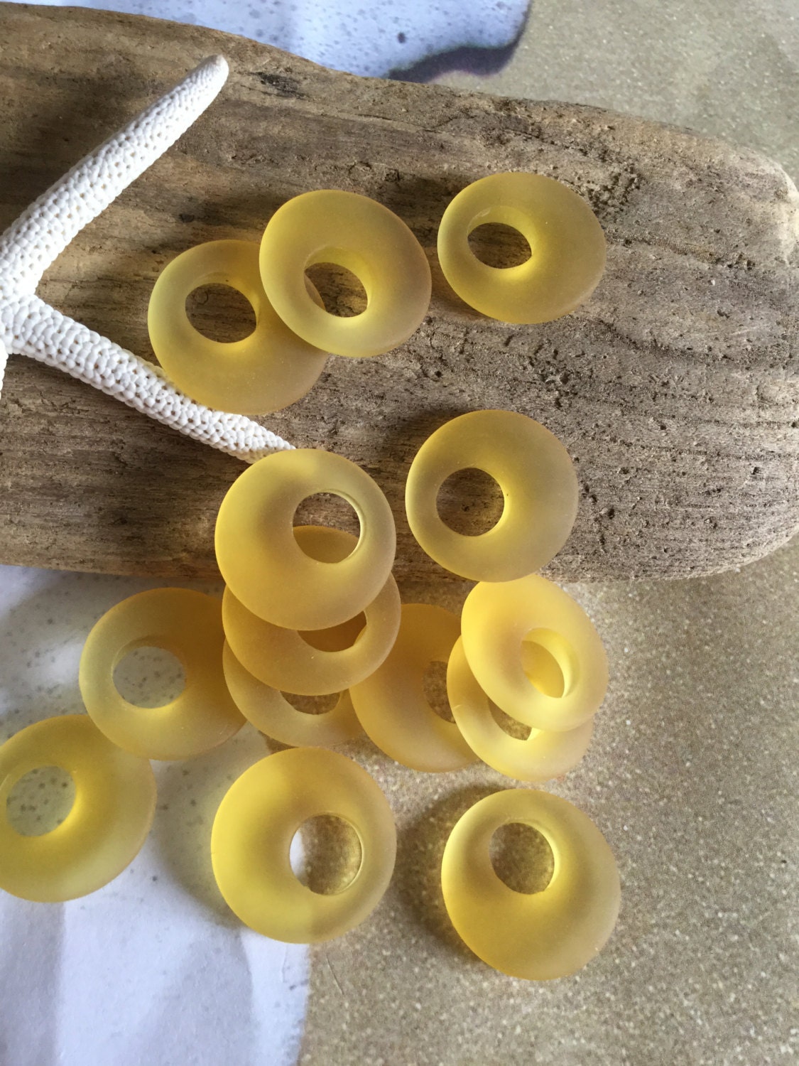 20 mm sea glass bead recycled seaglass cultured honey gold Etsy