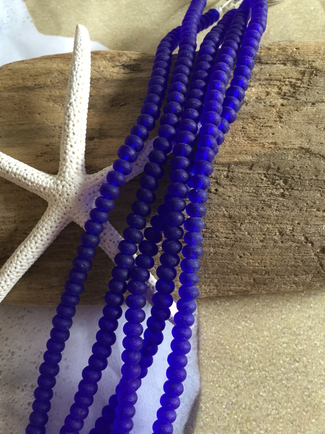 Blue sea glass beads recycled glass bead cultured sea Etsy