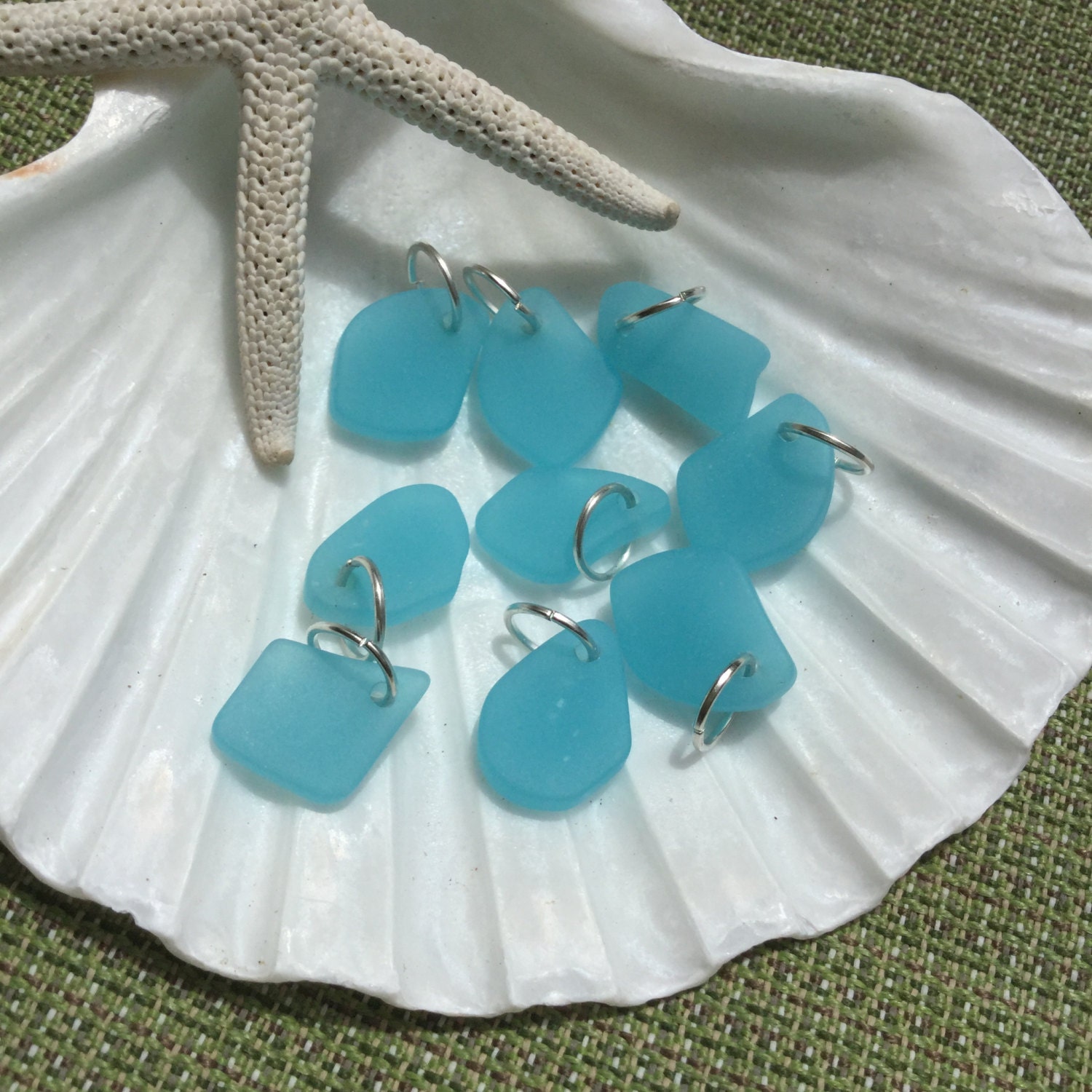 Sea glass charm sea Opal blue beach glass earrings beach Etsy
