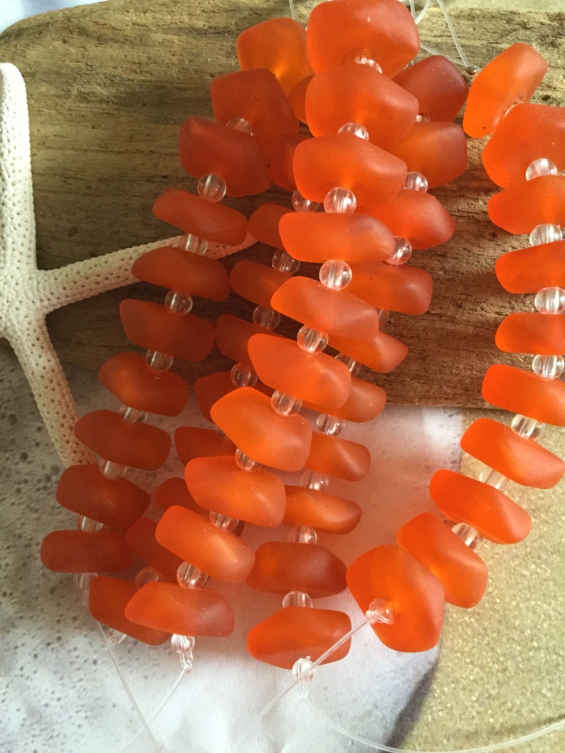 Orange sea glass Freeform bead cultured sea glassbeach glass Etsy