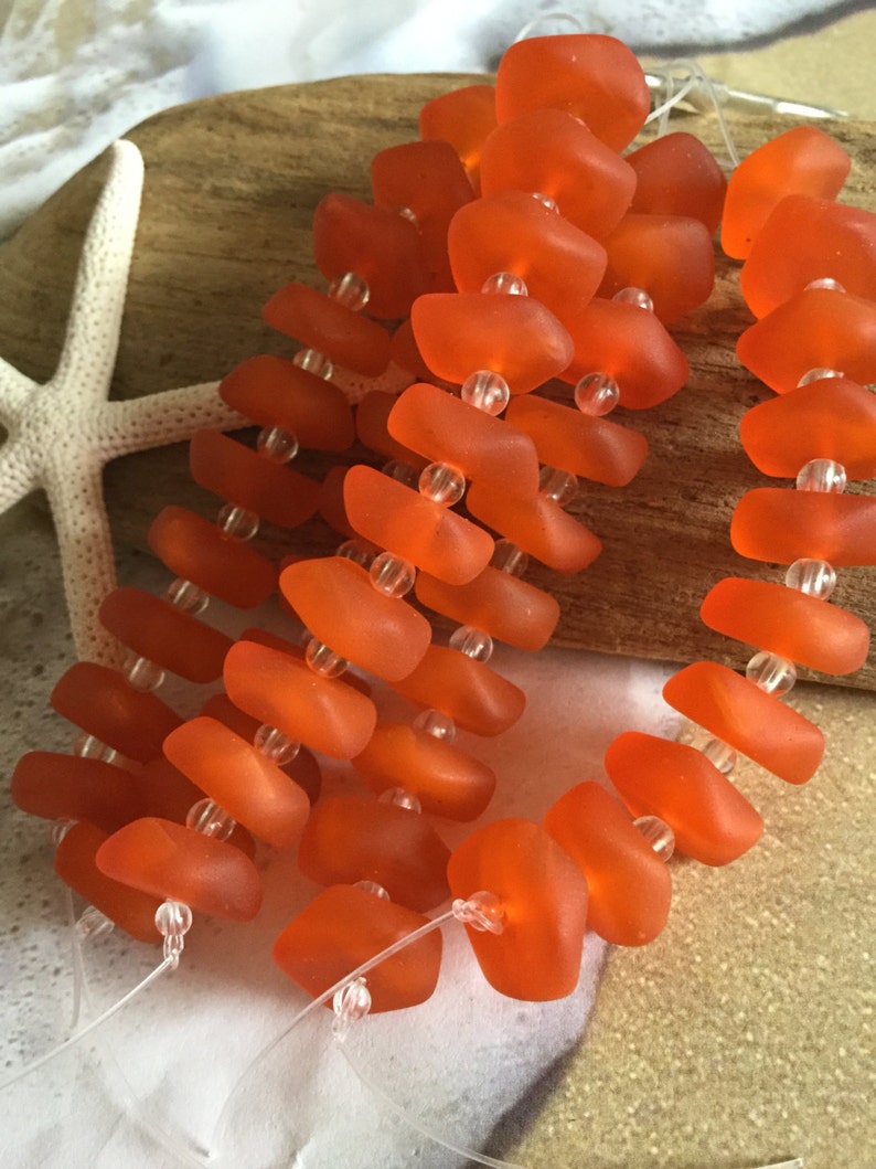 Orange sea glass Freeform bead cultured sea glassbeach glass Etsy