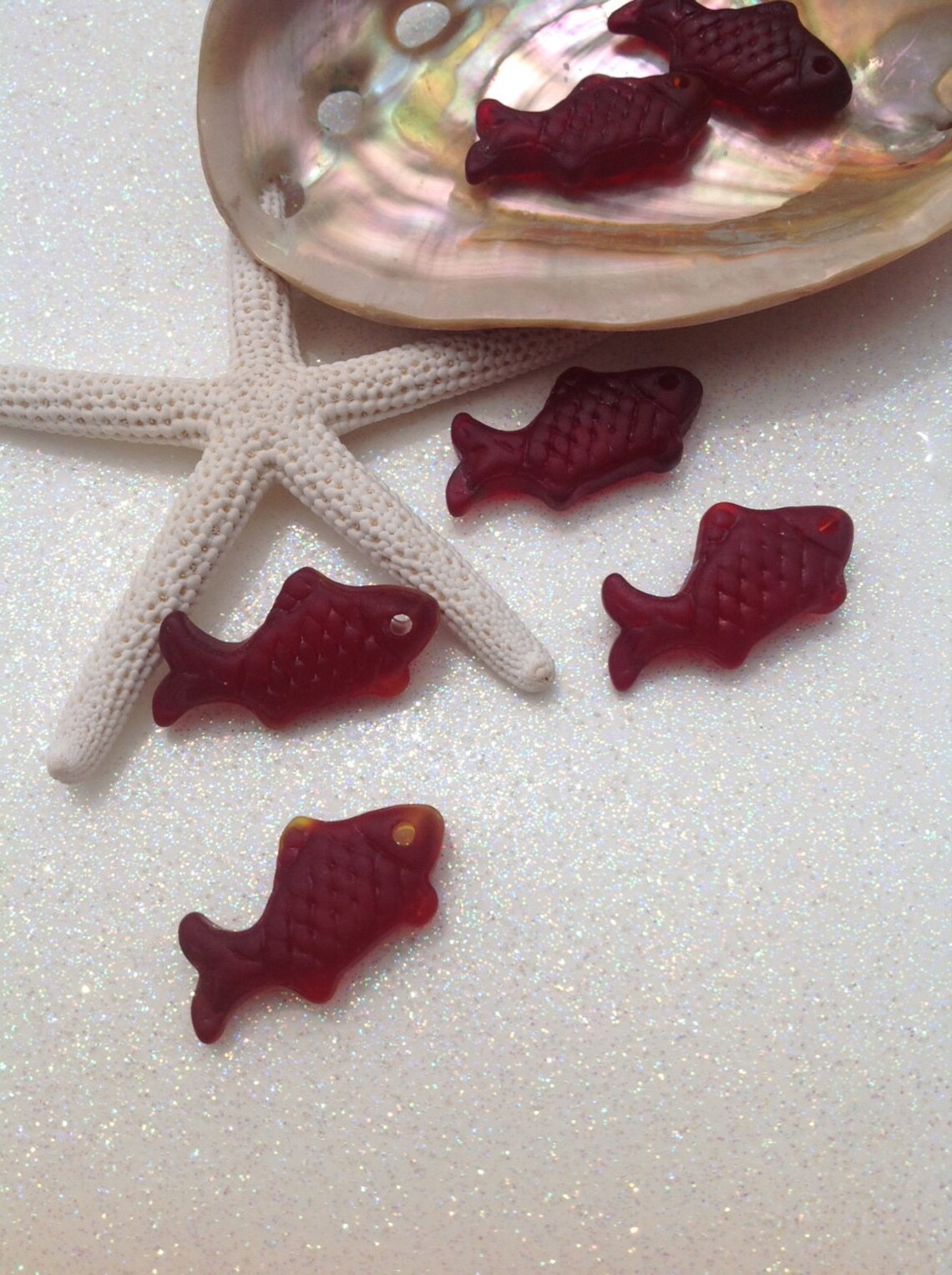 Sea Glass Fish beads 24 x 12seaglass Glass cultured Glass Etsy