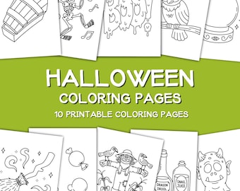 Halloween Pattern Design Coluring Cute Halloween Coloring Pages | 10 Printable Easy Designs (PDF) - Etsy
