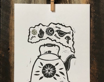 Magic Kettle Linocut Print