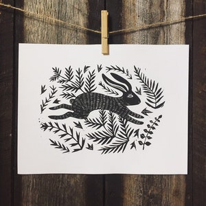 Rabbit Linocut Print