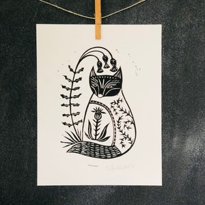 Fox Linocut Print