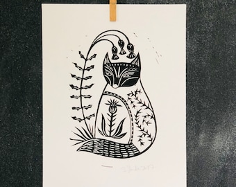 Fox Linocut Print