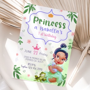 Editable Baby Tiana Birthday Invitation Template, Printable Birthday Party Invitations, Digital Bday Party Invite Template, Invite Bday Card