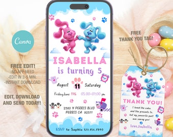 Editable Blues Clues Birthday Invitation, Kids Party Evite (Digital)