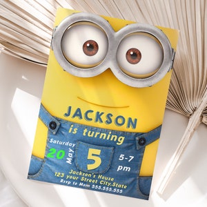 Editable Minion Birthday Invitation Template, Printable Birthday Party ...
