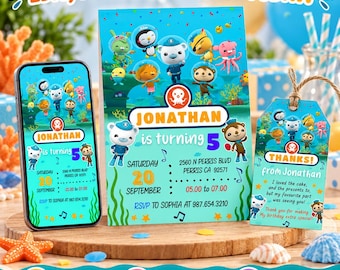 Editable The Octonauts Birthday Invitation Template, Printable Birthday Party Invitations, Digital Kids Party Invite, Boys & Girls Bday Card