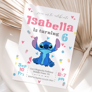 Editable Stitch Birthday Invitation Template, Printable Birthday Party Invitations, Digital Kids Party Invite Template, Boys & Girls Invite