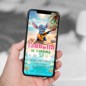 Editable Mobile Stitch Birthday Invitation Template, Birthday Party Invitations, Digital Kids Party Invite, Instant Download Evite Bday Card