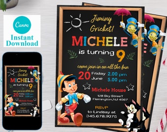 Pinocchio Birthday Invitation Printable - Etsy