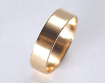 Aven 5mm ⟡ 14K Solid Yellow Gold 5MM x 0.75MM Band, 5MM flat gold band, wide gold band, low profile gold ring, unisex wedding band |PREORDER