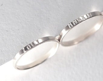 AVEN ⟡ 2mm Personalized 14K White Gold ring, gold engraved band, solid yellow gold, engraved gold wedding band, custom name ring PREORDER