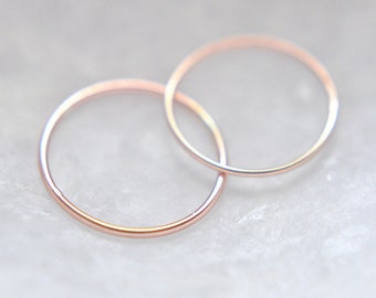 14K Solid Rose Gold Skinny Ring, EXTRA thin stacking ring, 1mm thin rose gold ring, delicate ring, 14 kt gold, friendship ring | PREORDER