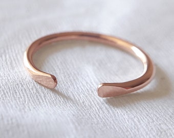 Ulla ⟡ 14K Rose Gold 1.7mm open cuff ring, solid gold spacer Ring, round cuff ring, 14 kt gold gap ring, 4mm 5mm 6mm 7mm gap ring | PREORDER