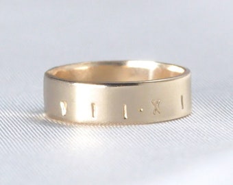 Aven ⟡ 14K Solid Gold 5MM Engraved Band, custom yellow gold ring, unisex wedding band, personalized ring, name or quote ring | PREORDER