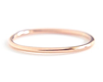 14K Rose Gold Ring, simple wedding band, pink gold ring, delicate gold band, 14 karat rose gold stack ring, 1.3MM round gold band | PREORDER