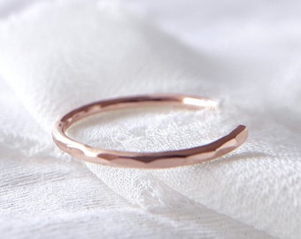 Gia 1.3mm ⟡ 14K Rose Gold Hammered Cuff Ring, 14k open gap ring, 3mm 4mm 5mm 6mm 7mm 8mm 9mm gap ring, solid gold spacer ring | PREORDER