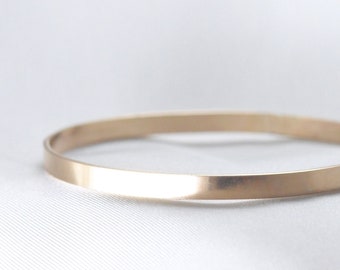 Theia ⟡ 18K Solid Gold 4 X 1MM bangle, 4mm wide bangle, 4mm flat gold bangle, Yellow or Rose gold bangle, investment gold jewelry | PREORDER