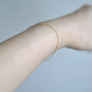 Dotted gold chain bracelet, gold beaded chain, delicate gold filled bracelet, thin gold bead bracelet, gift for her, satellite bracelet image 1