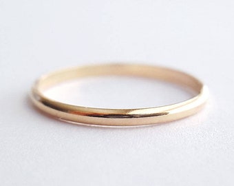 Cara 14K Solid Yellow Gold Dome Ring, 2mm half round ring, delicate 14k gold ring, dainty wedding band, thin dome ring, 14k stacking ring