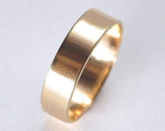 Theia ⟡ 14K Solid Yellow Gold 5MM x 1MM Band, 5MM flat gold band, 5MM yellow gold ring, wide gold band, flat wedding band | PREORDER