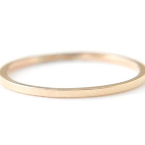 Nera ⟡ 14K Yellow Solid Gold Ring, 1MM yellow gold ring, 1MM flat band, delicate gold band, 14 kt gold ring, 14k wedding band, square ring