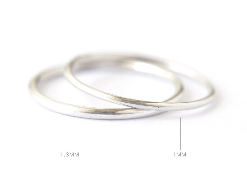 Sterling Silver round band plain thin silver band simple silver ring Ina 1.3mm delicate silver ring minimalist silver jewelry