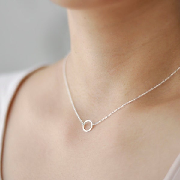 Halo twist - Tiny sterling silver ring necklace - simple delicate jewelry - edor